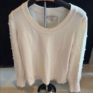 White Pearl-Embellished Sweater
